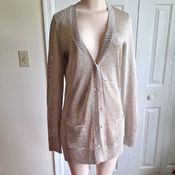 Sweaters - 🎁Chic Metallic Cardigan Sweater Size M FREE with any Bundle Purchase